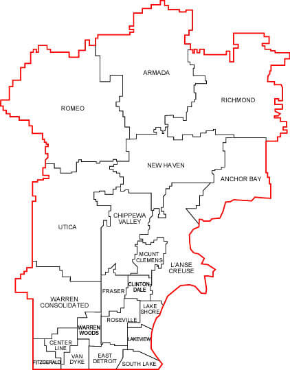 Map of Macomb County School Districts